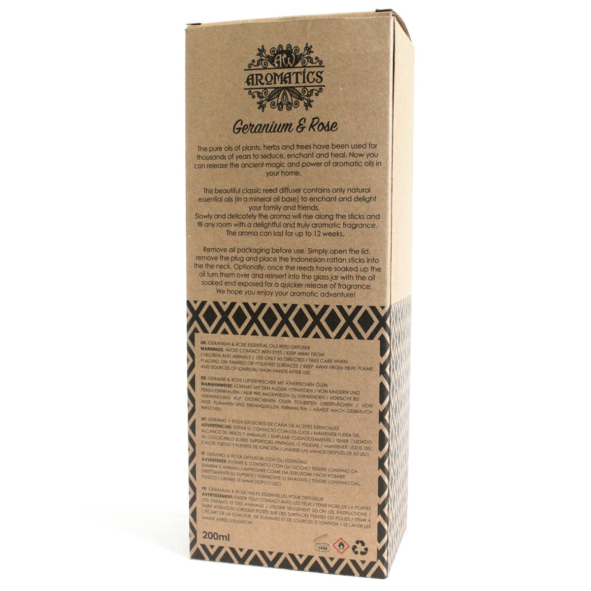 Aroma-Diffusor mit ätherischen Ölen Geranie & Rose, 200 ml