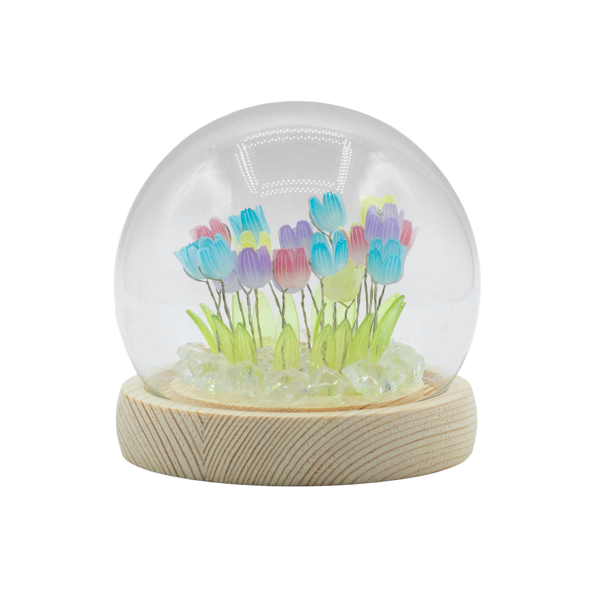 Lichtdekoration unter Glas – Bunte Tulpen · USB