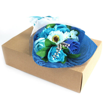 Geschenkstrauß aus Seifenblumen in einer Box – Blau