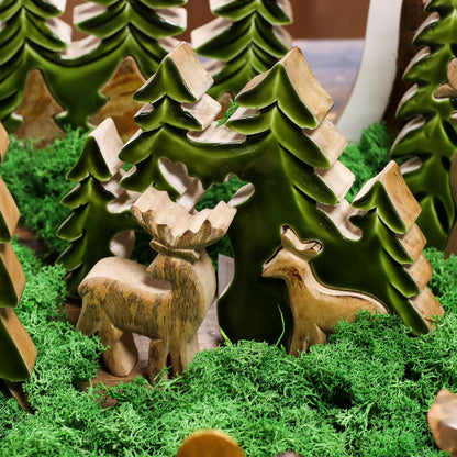 2 Rehe im Wald (3D) – Holzdekoration 18 x 23 cm
