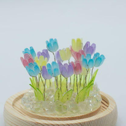 Lichtdekoration unter Glas – Bunte Tulpen · USB
