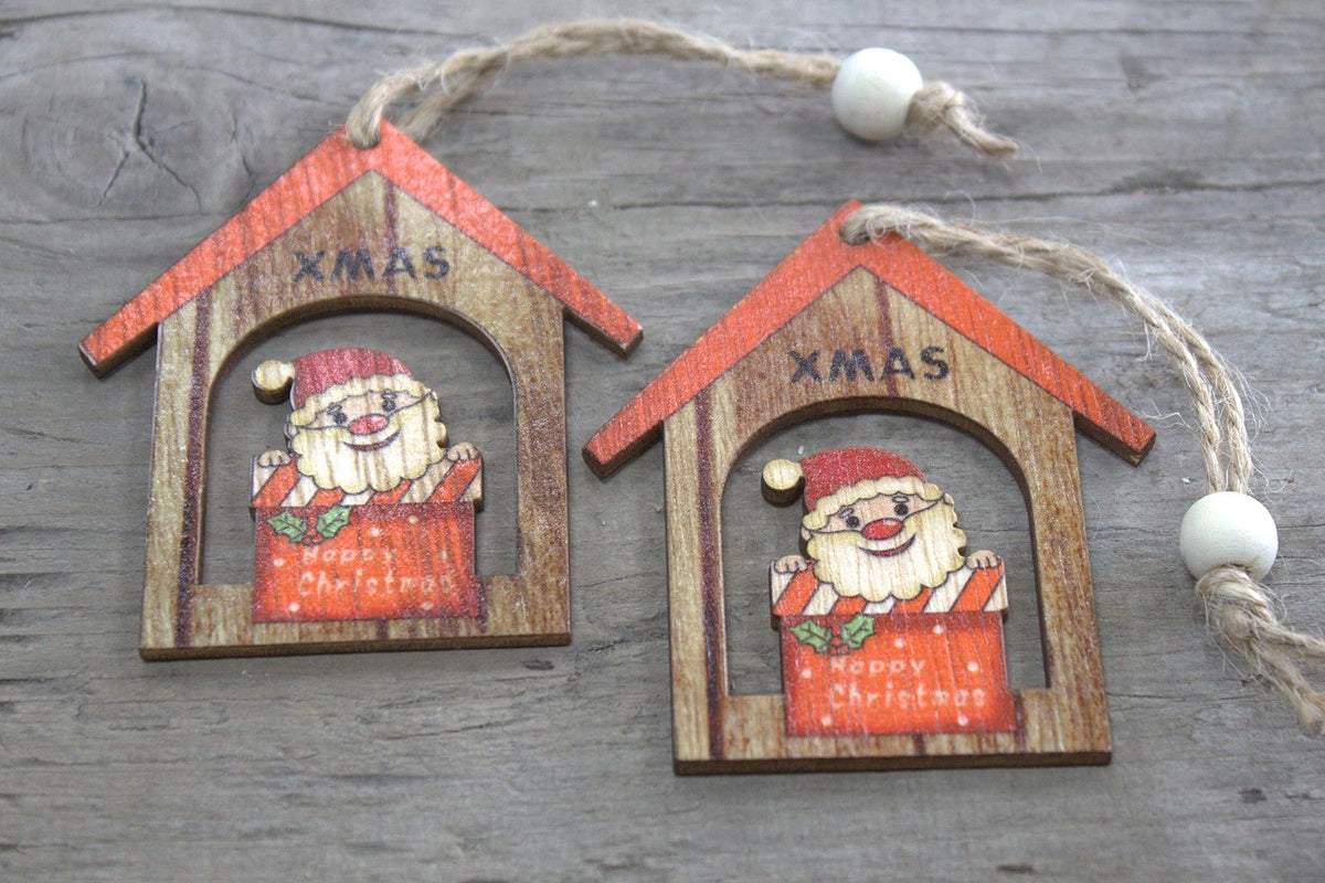 2er-Pack Weihnachtsdekorationen aus Holz – Weihnachtsmanngeschenk