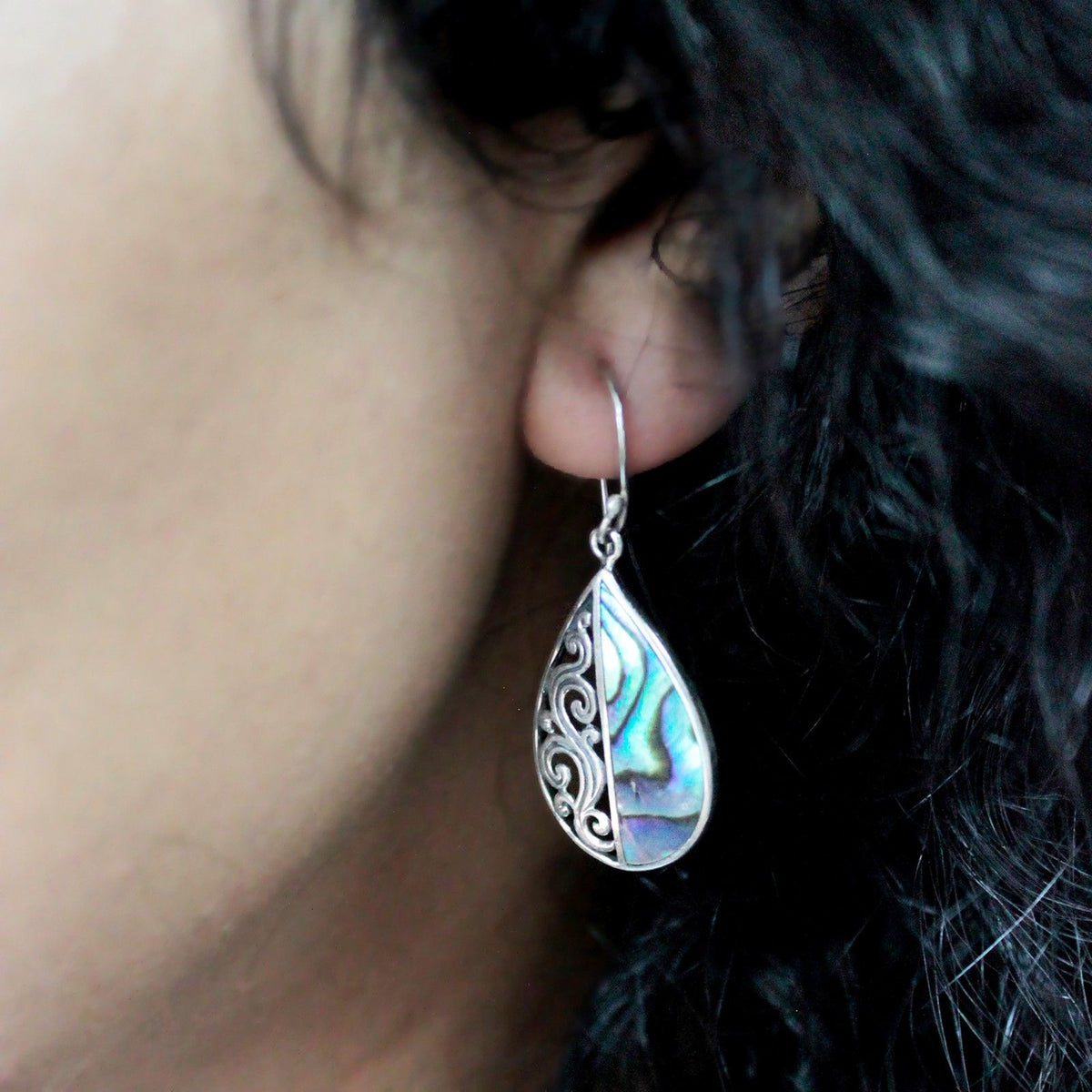 Ohrringe aus Muschel und Silber – Klassische Scheibe – Perlmutt (MOP)