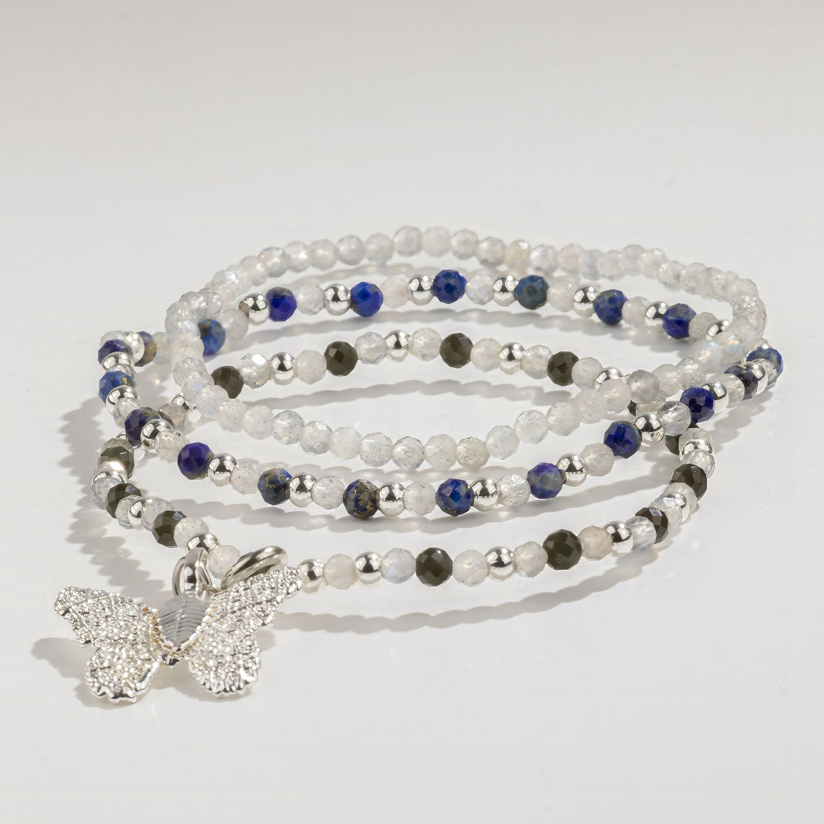 Set mit 3 Mineralienarmbändern „Nymphe – Nordlichter“