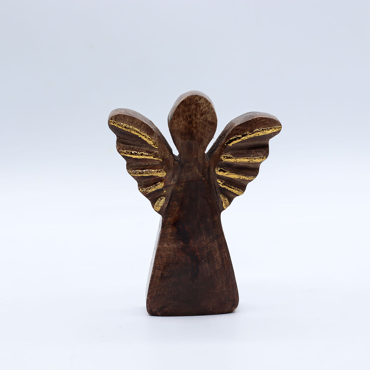 Kleiner Engel aus Mangoholz – Golddekor – 12 cm