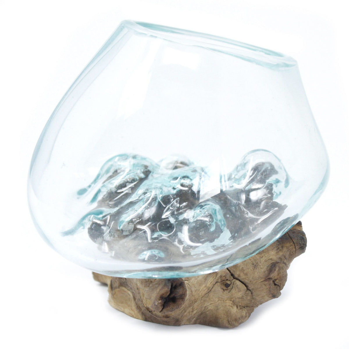 Glasschale auf Holz – klein