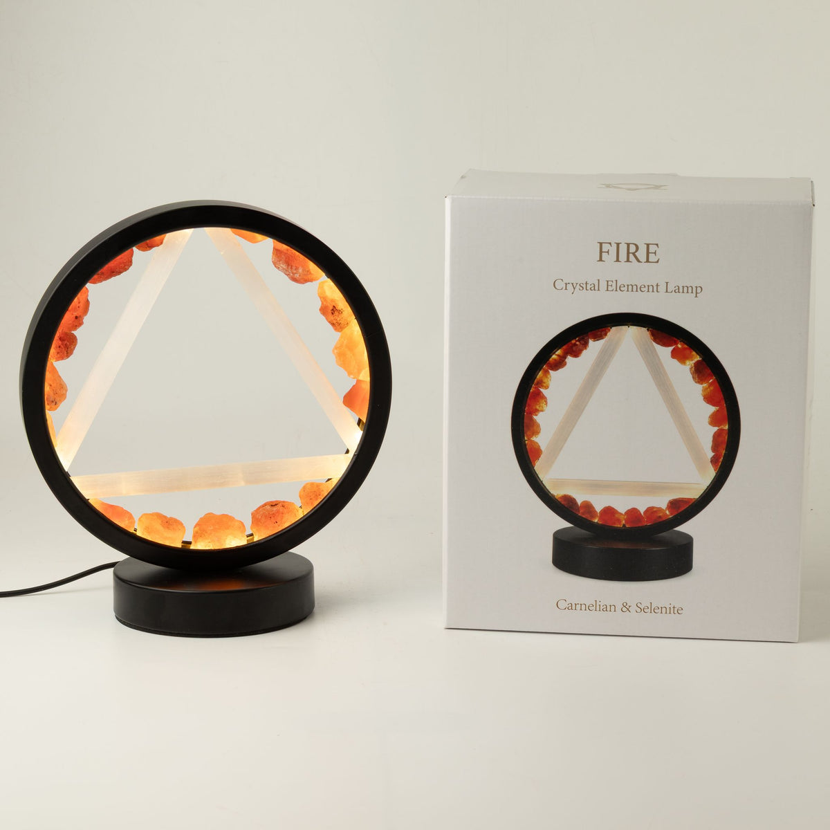 Dekorative Lampe Halo – Karneol und Selenit · Feuer
