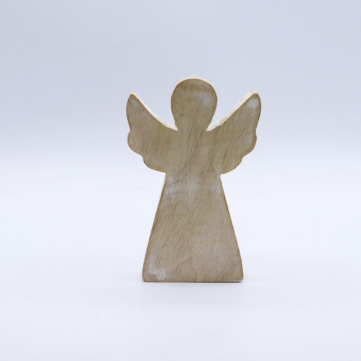 Engel aus Mangoholz – Weiß gewaschen – 13 cm