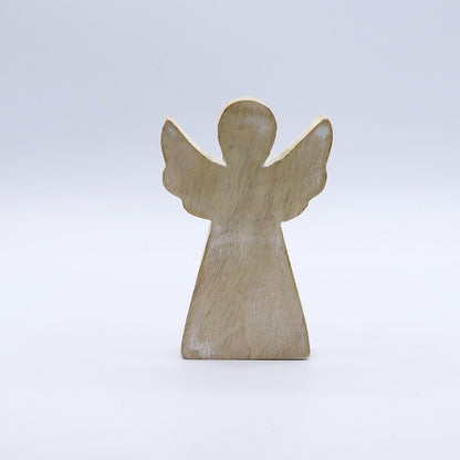 Engel aus Mangoholz – Weiß gewaschen – 13 cm