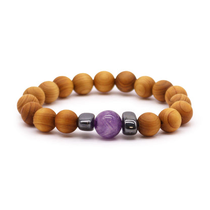 Zedernholzarmband für das Dritte-Auge-Chakra mit Amethyst