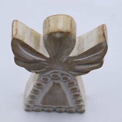 Engel aus Mangoholz – Weiß gewaschen – 13 cm