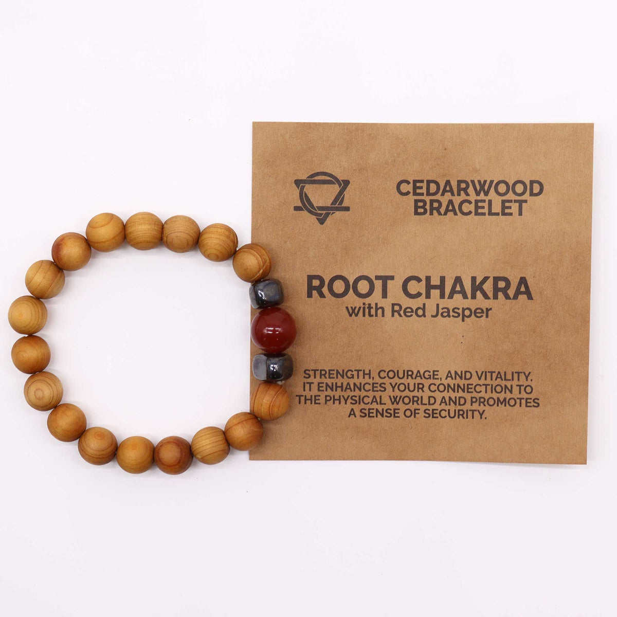 Wurzelchakra-Armband aus Zedernholz mit rotem Jaspis