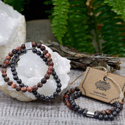 Magnetisches Edelsteinarmband – Leopardenjaspis