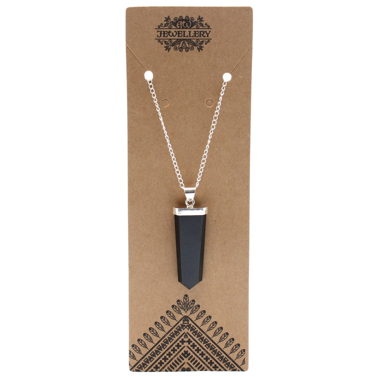 Flacher Mineral-Bleistift-Anhänger – Schwarzer Achat