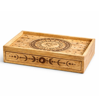 Tarotbox mit Schublade – Sonne und Mond