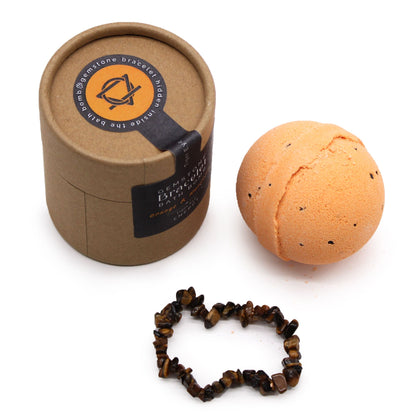 Badebombe mit Tigerauge-Armband