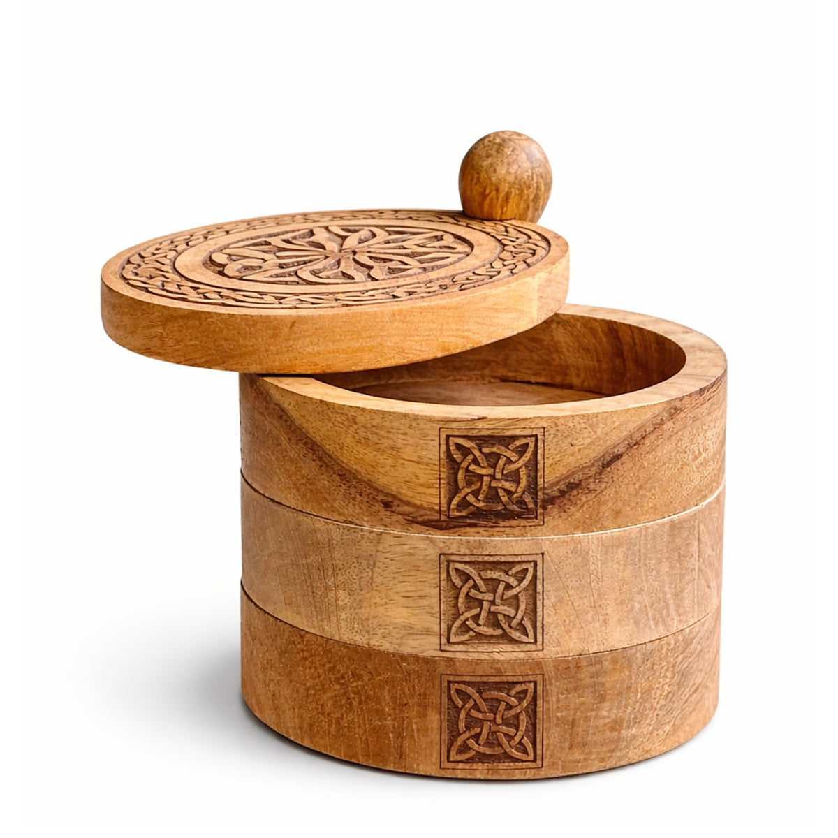 Drehbare Box mit drei Ebenen – keltisches Motiv.