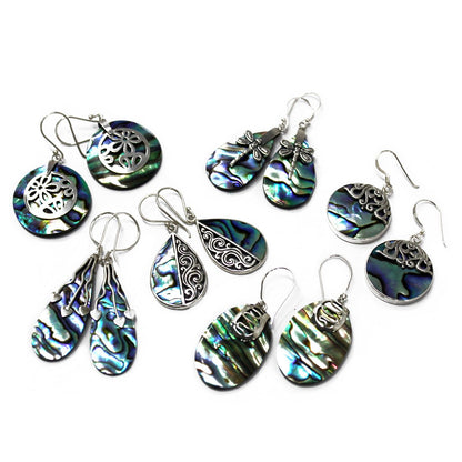 Ohrringe aus Muschel und Silber – Tropfenform – Abalone