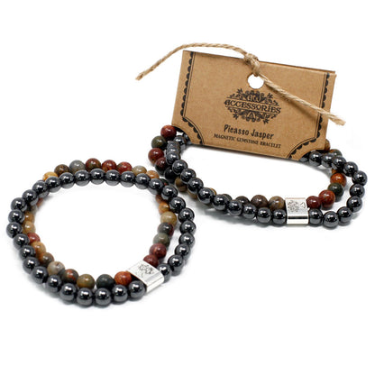 Magnetisches Edelsteinarmband – Picasso-Jaspis
