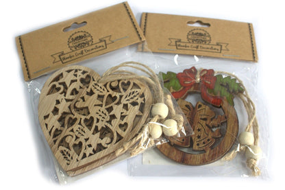 2er-Pack Weihnachtsdekorationen aus Holz – Schneemann & Baum