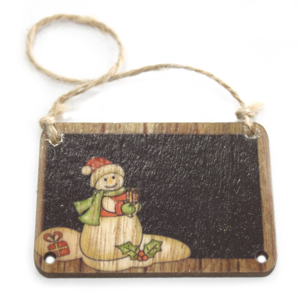 2er-Pack Weihnachtsdekorationen aus Holz – Schneemann