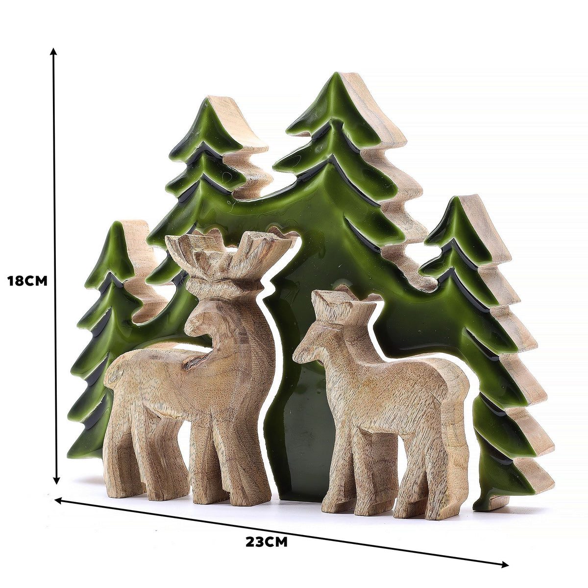 2 Rehe im Wald (3D) – Holzdekoration 18 x 23 cm