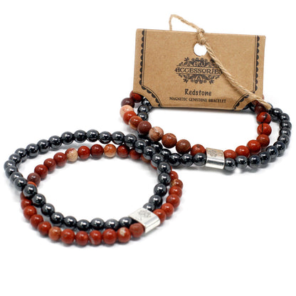 Magnetisches Edelsteinarmband – Roter Stein