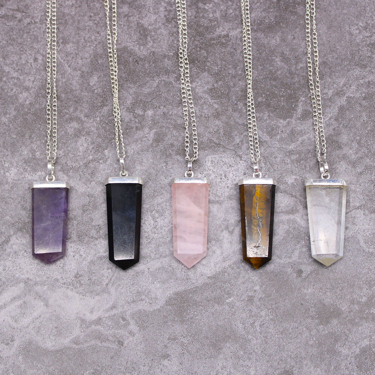 Flacher Mineral-Bleistift-Anhänger – Schwarzer Achat