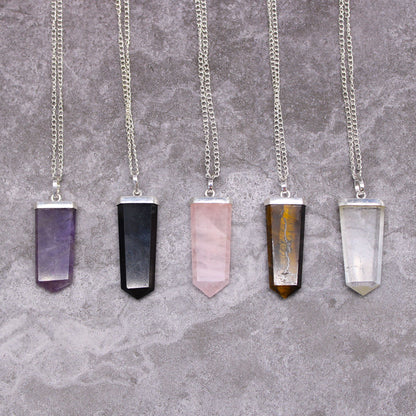 Flacher Mineral-Bleistift-Anhänger – Schwarzer Achat