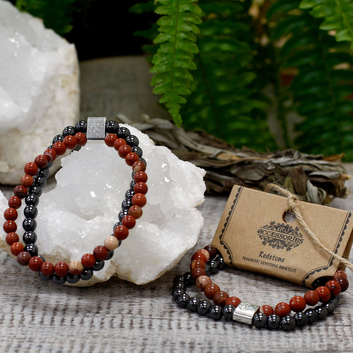 Magnetisches Edelsteinarmband – Roter Stein