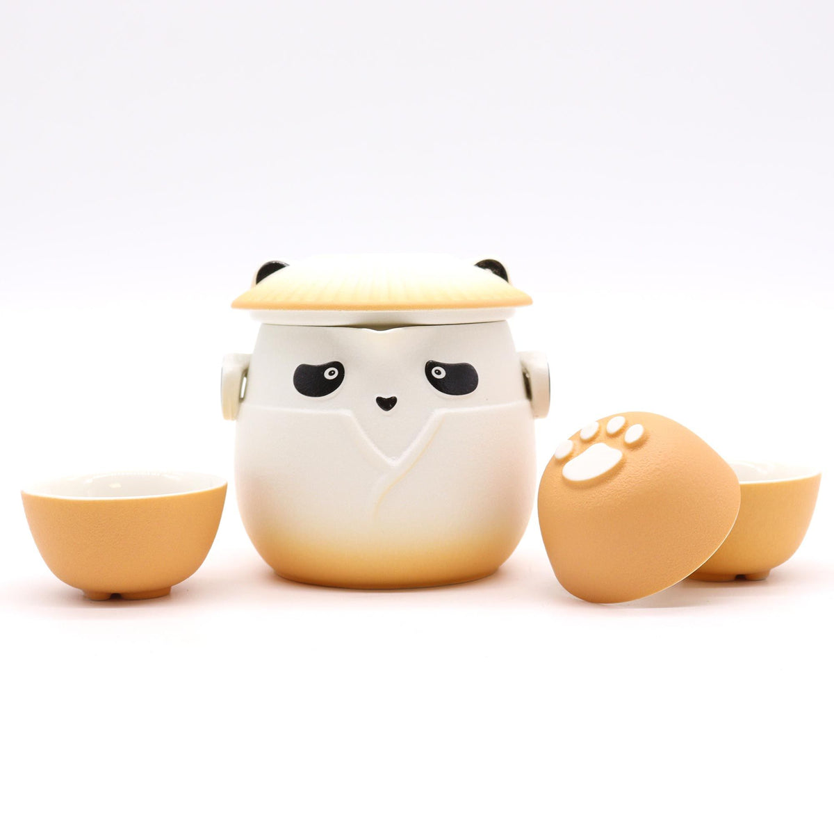 Panda-Teekannen-Set mit 3 Tassen – Orange