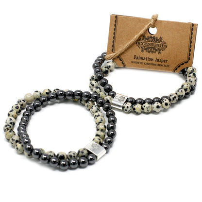 Magnetisches Edelsteinarmband – Dalmatinerjaspis