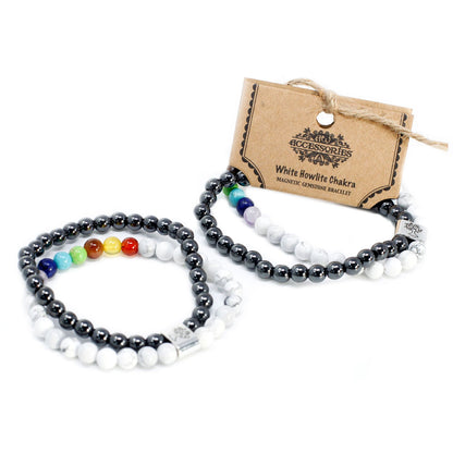 Magnetisches Edelsteinarmband – Weißer Howlith (Chakra)