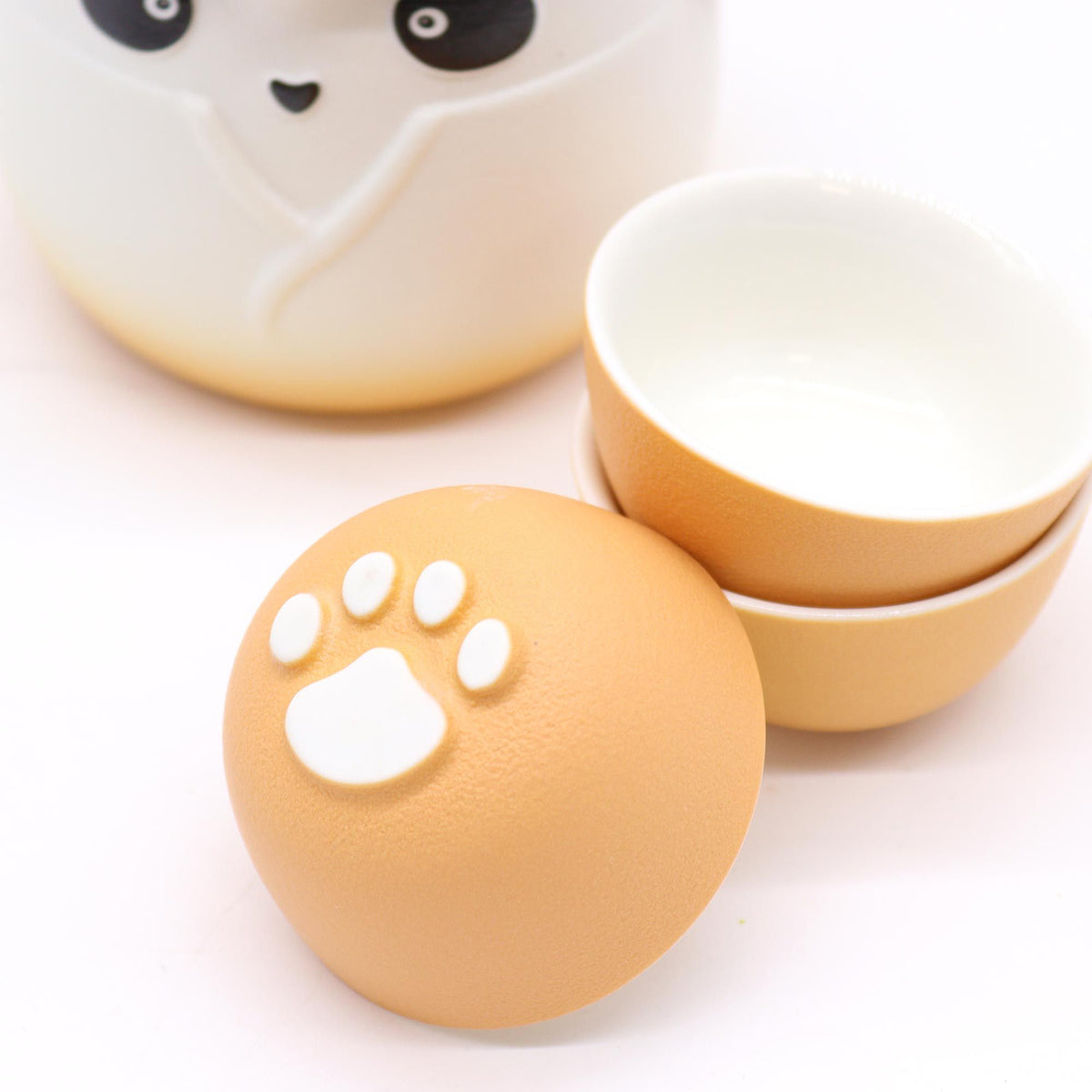 Panda-Teekannen-Set mit 3 Tassen – Orange