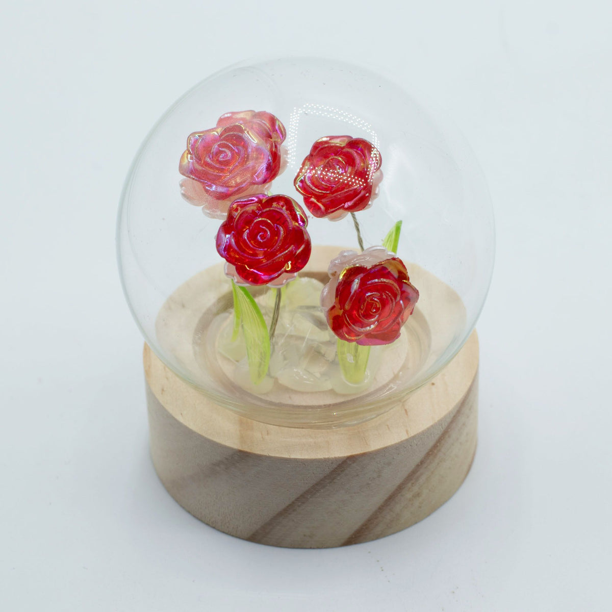 Lichtdekoration unter Glas – Rote Rosen · Batteriebetrieben